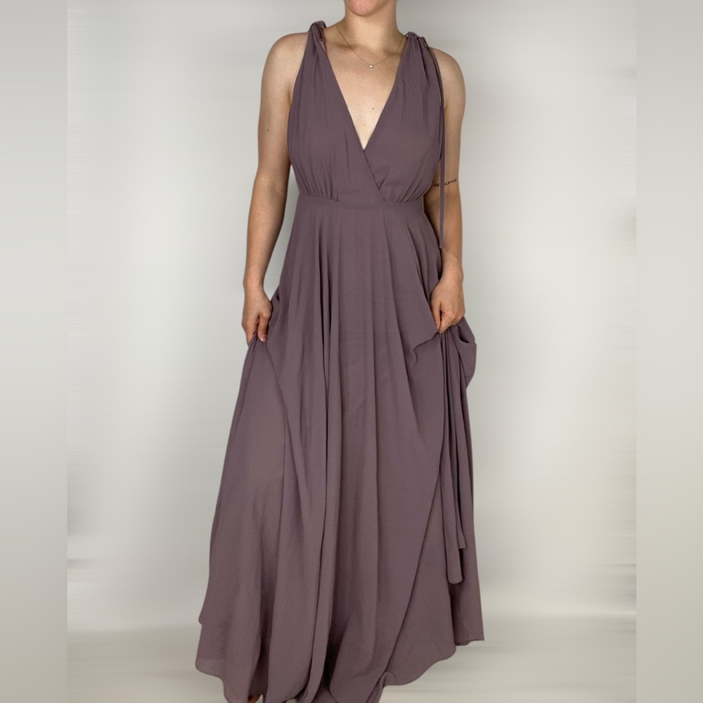 LULUS Dance The Night Away Dusty Purple Backless Maxi Dress Fully Lined